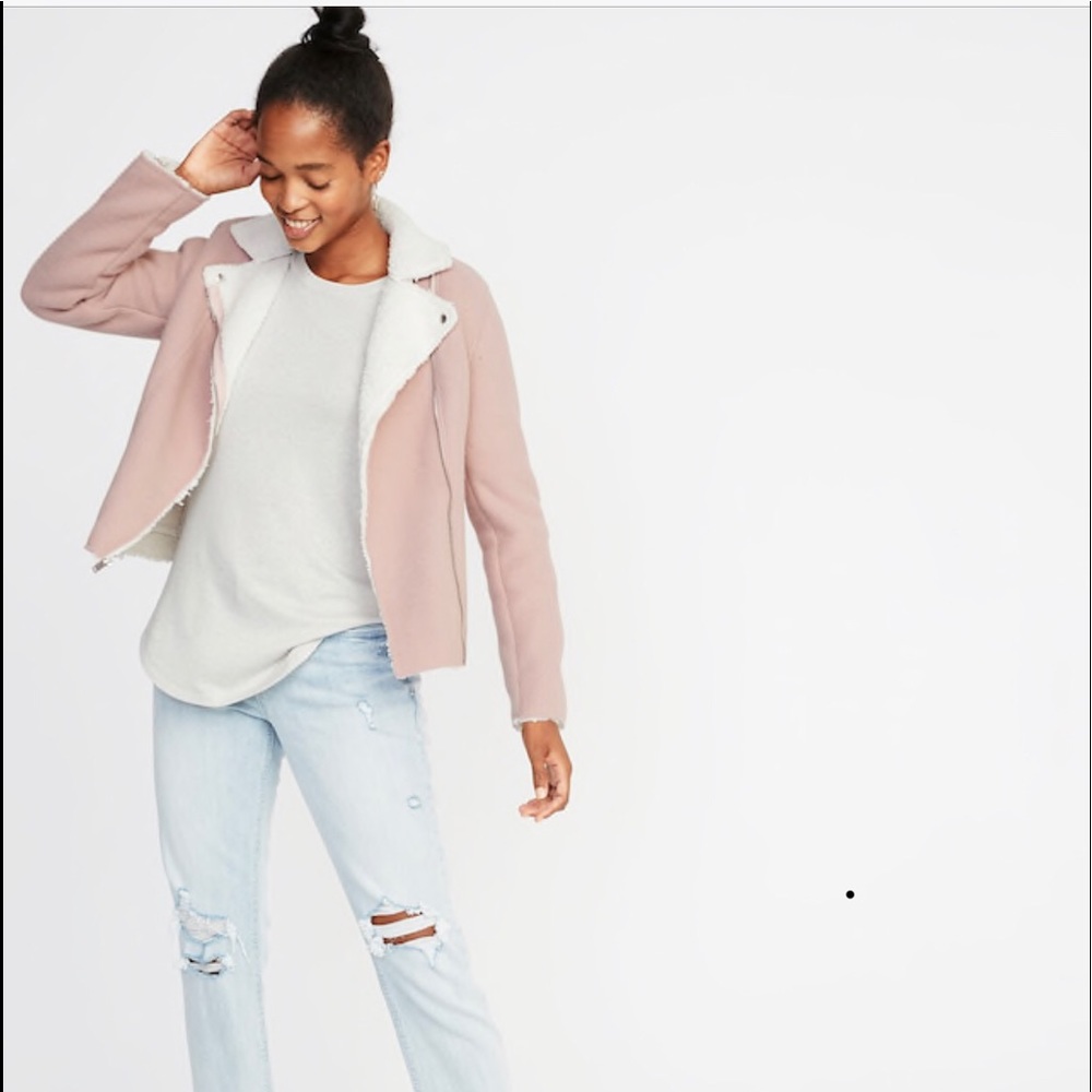 🎉HP🎉 Pink Sherpa Moto Jacket - Picture 2 of 5
